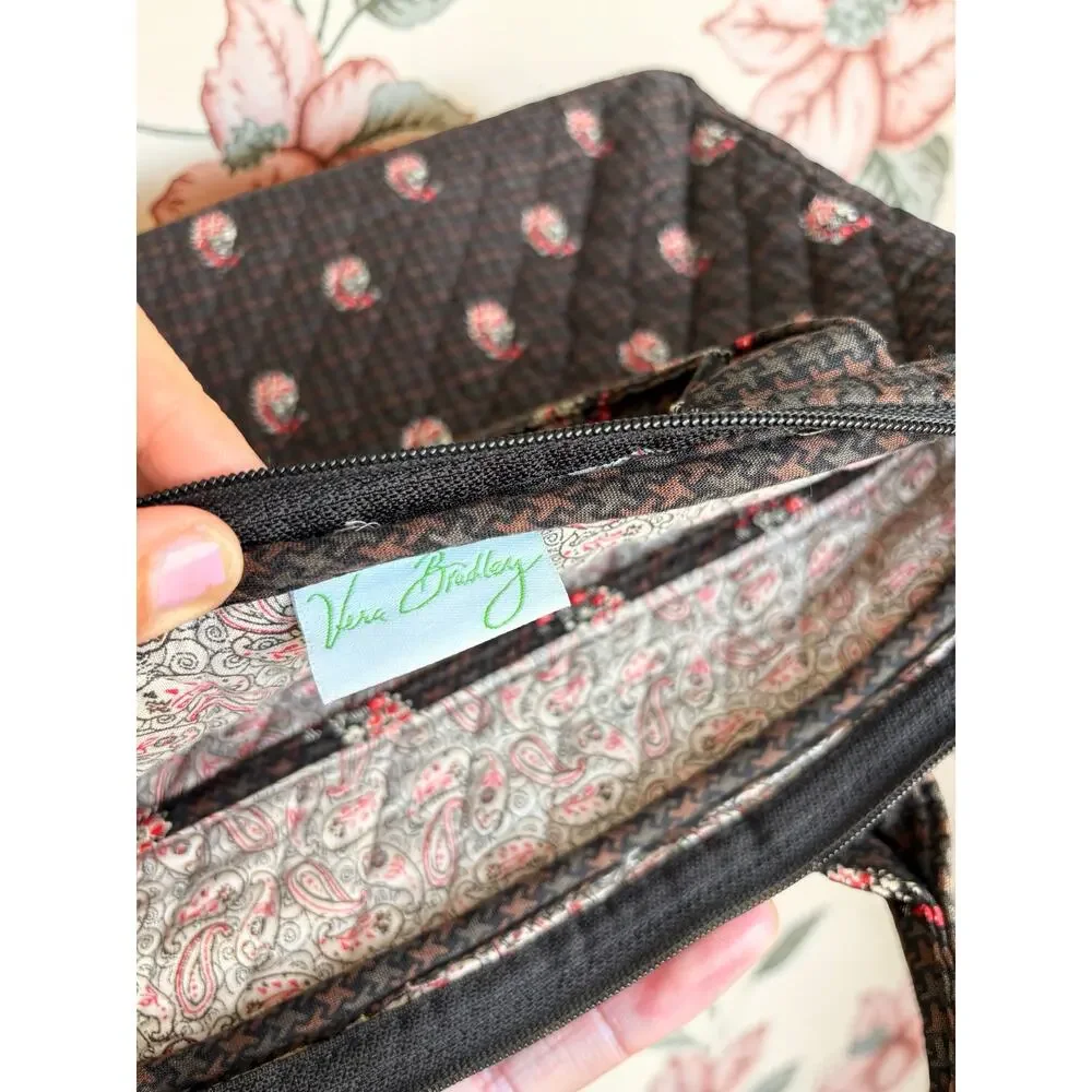 Vera Bradley Brown Paisley Laptop Bag Computer Briefcase Quilted Retired Print